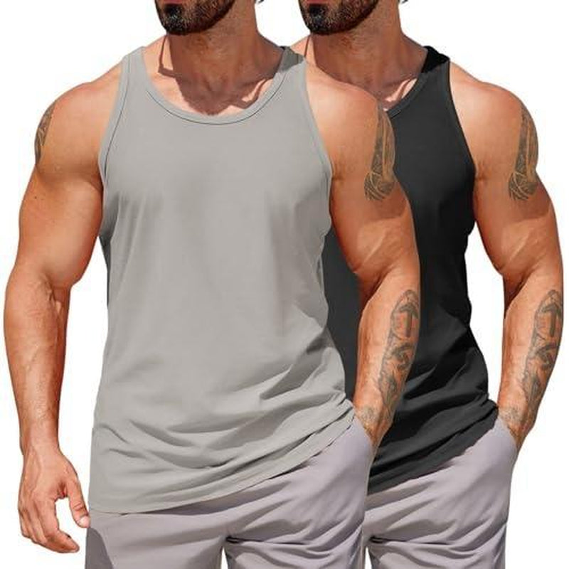 COOFANDY Men'S Workout Tank Tops 2 Pack Quick Dry Y-Back Gym Tank Muscle Training Athletic Sleeveless Shirts