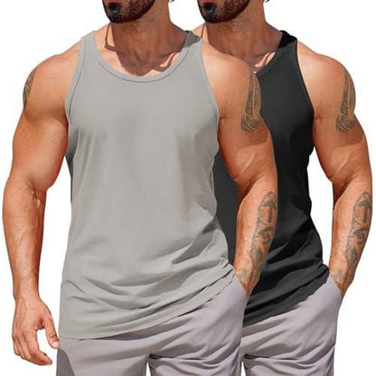 COOFANDY Men'S Workout Tank Tops 2 Pack Quick Dry Y-Back Gym Tank Muscle Training Athletic Sleeveless Shirts