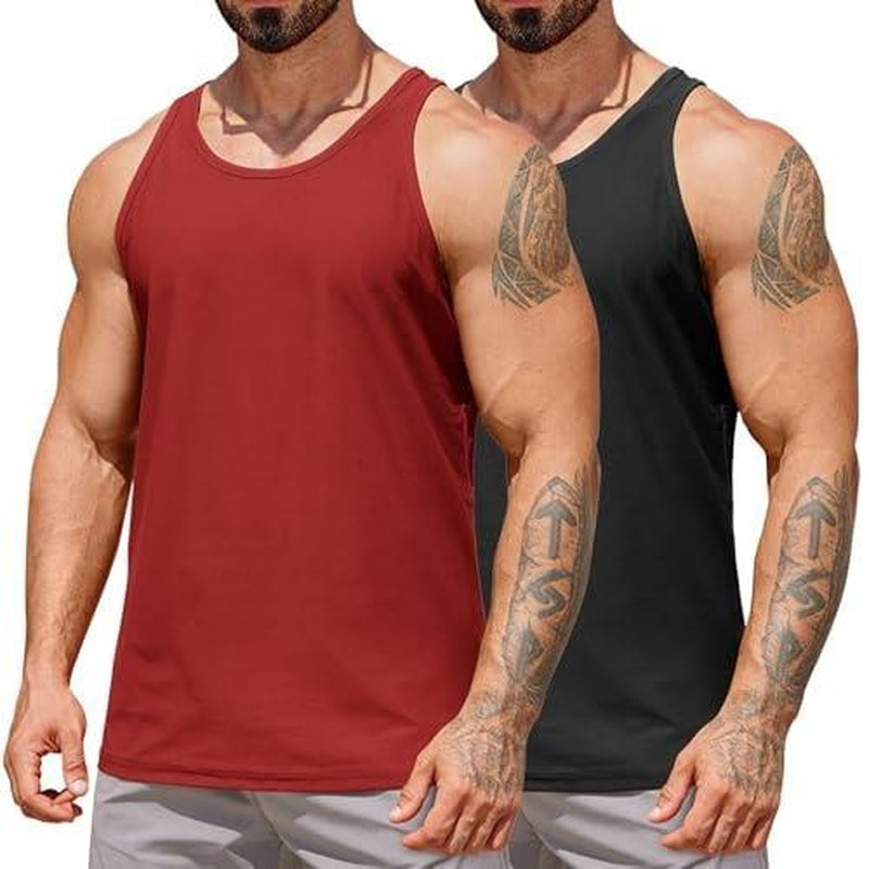 COOFANDY Men'S Workout Tank Tops 2 Pack Quick Dry Y-Back Gym Tank Muscle Training Athletic Sleeveless Shirts