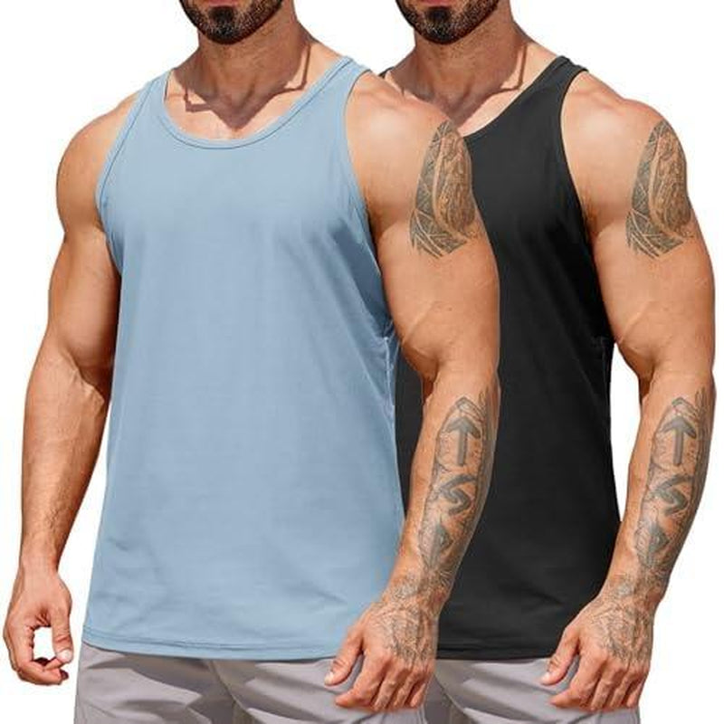 COOFANDY Men'S Workout Tank Tops 2 Pack Quick Dry Y-Back Gym Tank Muscle Training Athletic Sleeveless Shirts