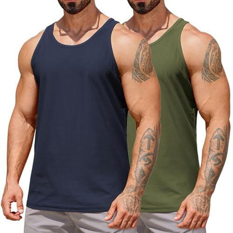 COOFANDY Men'S Workout Tank Tops 2 Pack Quick Dry Y-Back Gym Tank Muscle Training Athletic Sleeveless Shirts