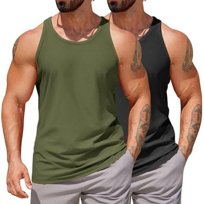 COOFANDY Men'S Workout Tank Tops 2 Pack Quick Dry Y-Back Gym Tank Muscle Training Athletic Sleeveless Shirts