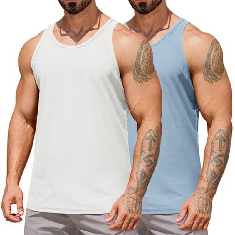 COOFANDY Men'S Workout Tank Tops 2 Pack Quick Dry Y-Back Gym Tank Muscle Training Athletic Sleeveless Shirts