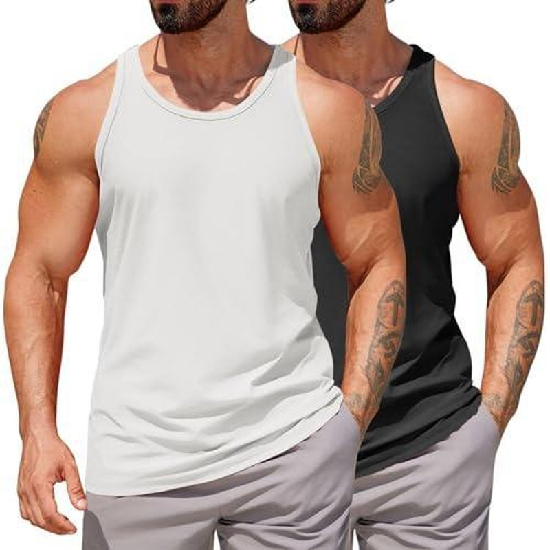 COOFANDY Men'S Workout Tank Tops 2 Pack Quick Dry Y-Back Gym Tank Muscle Training Athletic Sleeveless Shirts